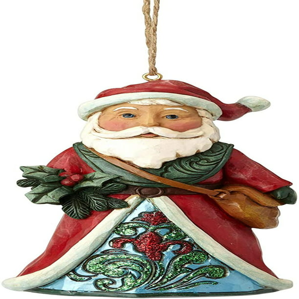 Multicolor 4.875 Enesco Jim Shore Heartwood Creek Winter Wonderland Santa Holly Hanging Ornament 